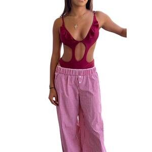 NEW SUNDAY BRUNCH the merlot one piece in dark red